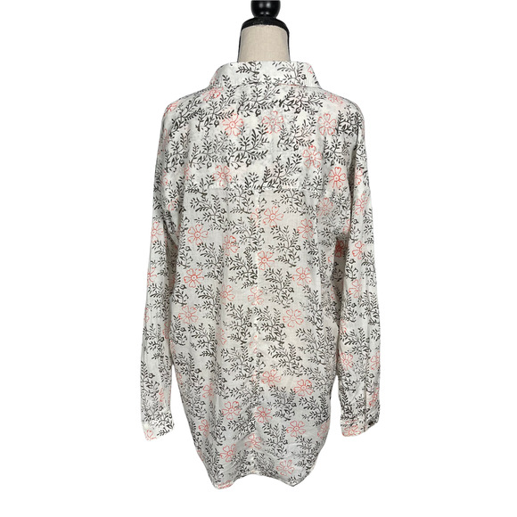 Anthropologie Button Front Floral Embroidered Semi-Sheer Top Size XS/S - Picture 8 of 11